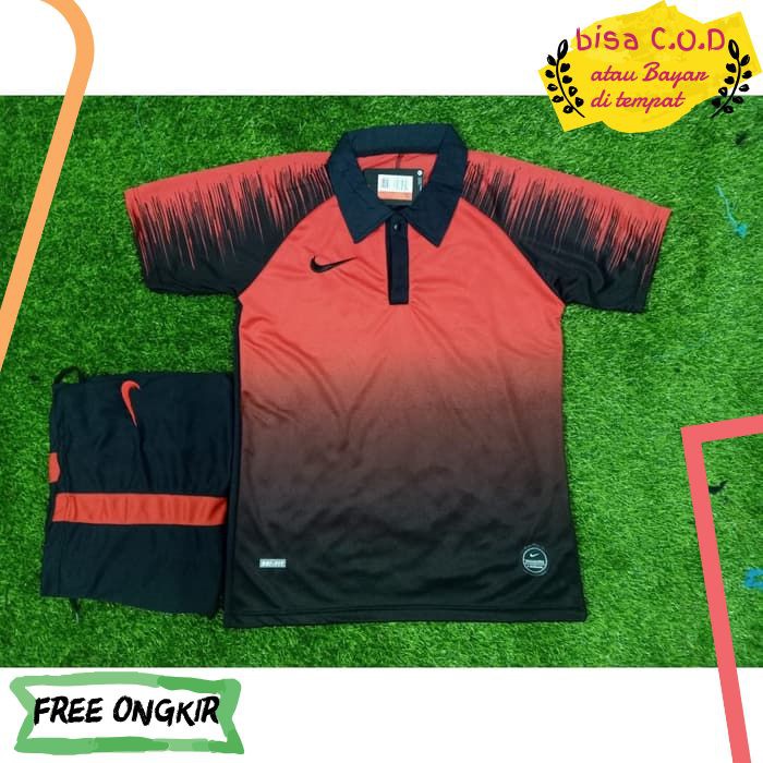 [COD]1106 BAJU FUTSAL / BAJU KAOS BOLA PRIA MURAH NIKE GRADASI KERAH MERAH IMPORT GRADE ORI