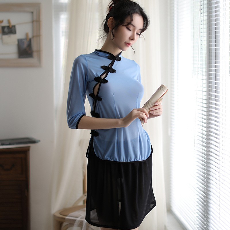 sexy Lingerie set g string costume Cheongsam Transparan Piyama A310