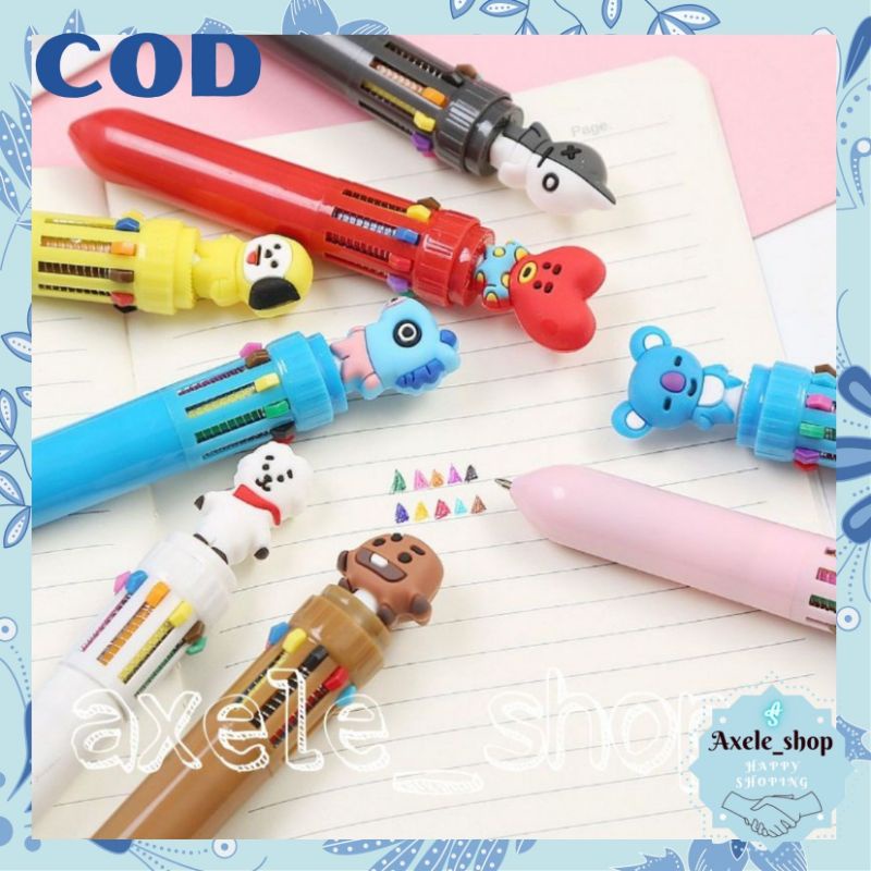 

(COD)Pulpen Karakter 10 Warna Ballpoint Alat Tulis Kpop