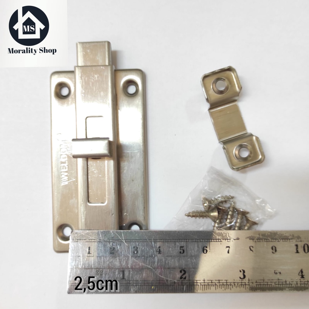 Kunci Pintu Slot Jendela Stainless 4 inch GS4-Grendel Pintu Selot Pengunci Jendela Stenlis Door Lock Bolt