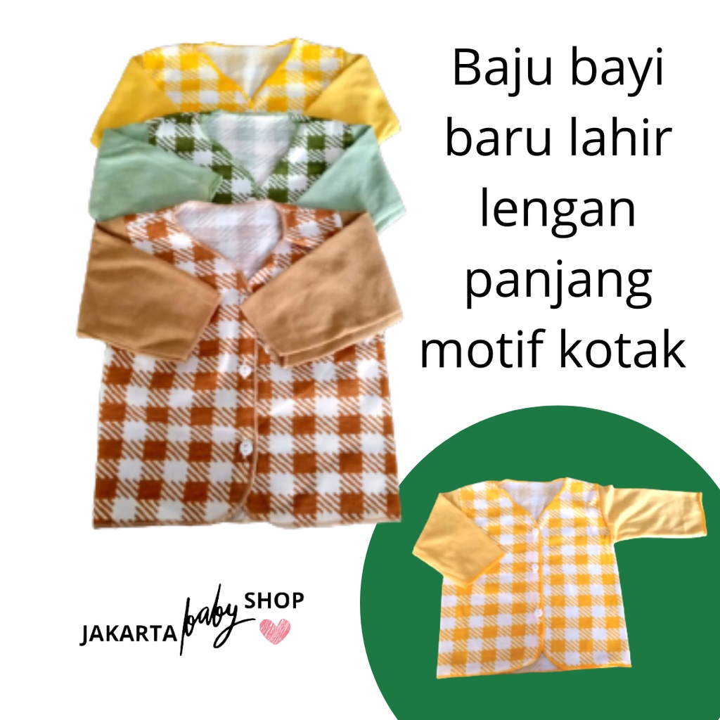 BAJU BAYI BARU LAHIR LENGAN PANJANG MOTIF KOTAK EKSLUSIF LUSIANA E ISI 1PC/6PC 652302