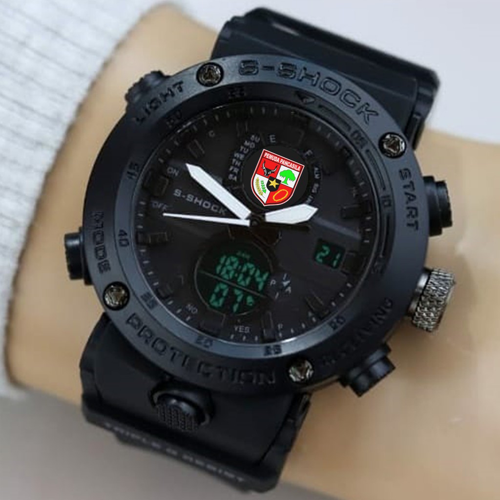 (EXCLUSIVE) Jam Tangan PEMUDA PANCASILA motif 1 Double Time - FullBlack