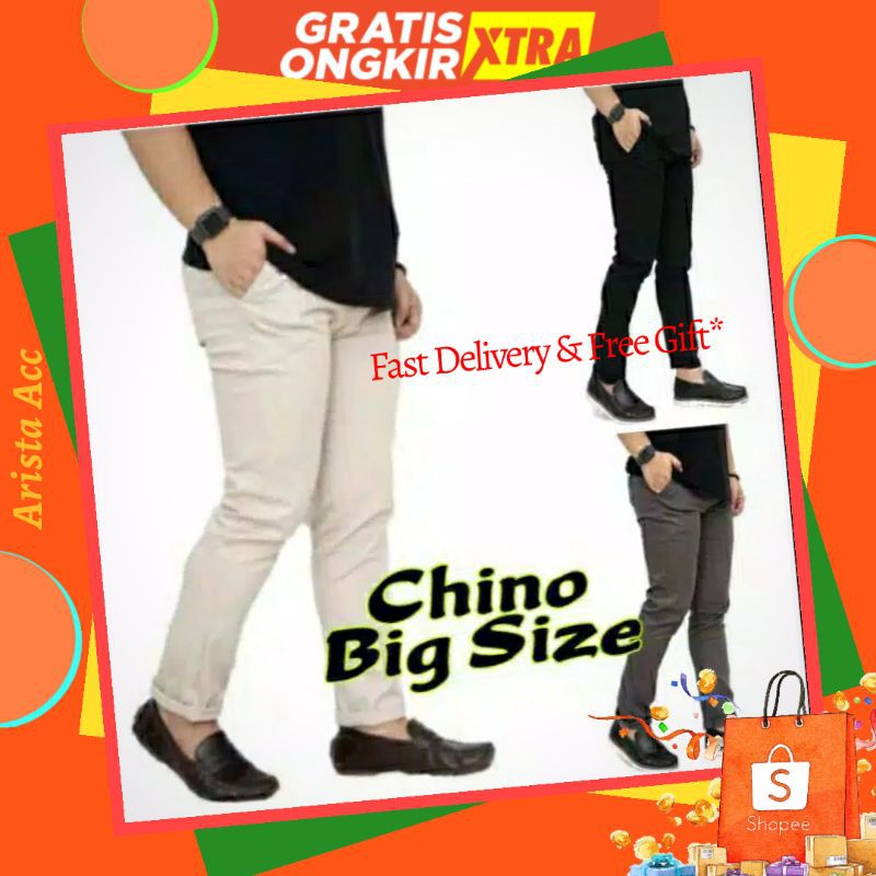 POPULER Celana Chino Bahan Adem Nyaman Cocok Buat Musim Dingin GAYA COWOK POLO KASUAL Size Abu Khaki