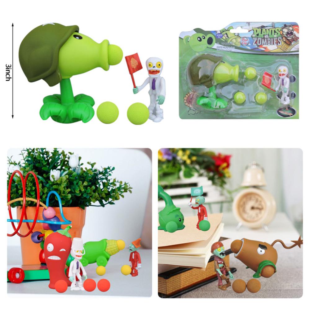 Timekey Mainan Action Figure PVZ Plant vs Zombies Peashooter Bahan PVC Untuk Hadiah Ulang Tahun T6U4