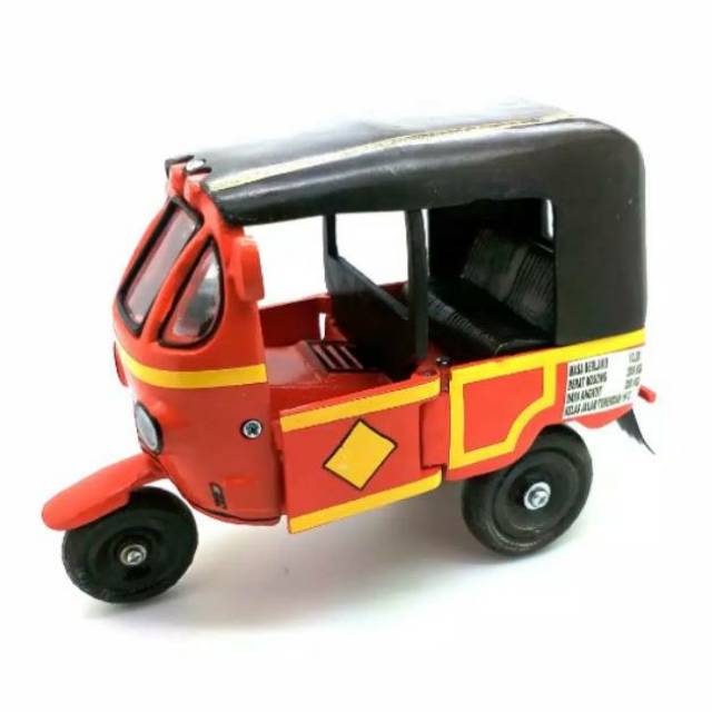 TERMURAH! MINIATUR BAJAJ BAJAI MERAH DARI LOGAM - SOUVENIR PAJANGAN DEKORASI RUMAH UNIK KHAS JOGJA