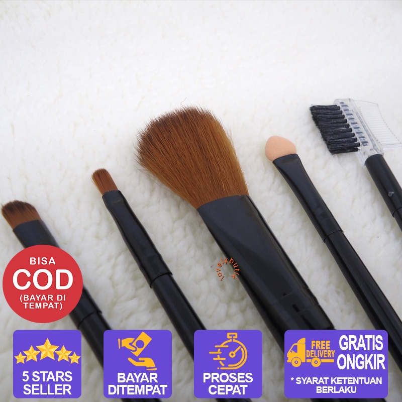 Lovelybutik -  Kuas Makeup 1 Set / Kuas makeup 1 set brush 5 Ins 1 / Kuas  Makeup Set Lengkap / Kuas Makeup Lengkap / Kuas Makeup Murah