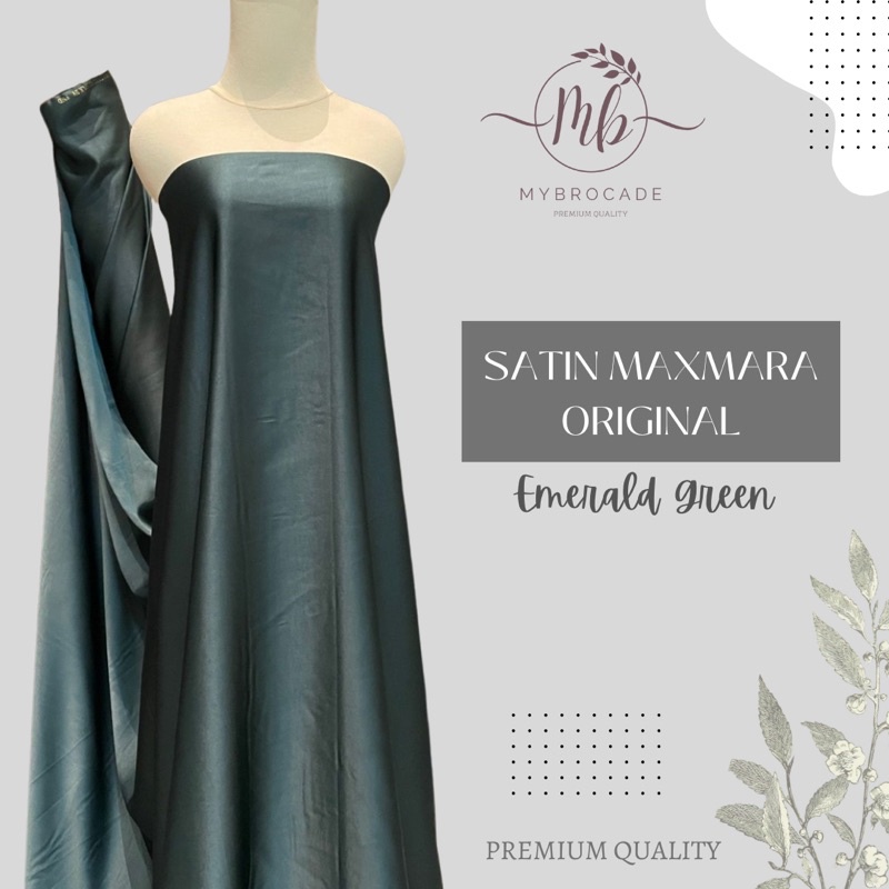 Bahan Kain Satin Maxmara Silk Lux Premium Meteran Bahan Furing Kebaya Brokat Mewah Warna Hijau Emera