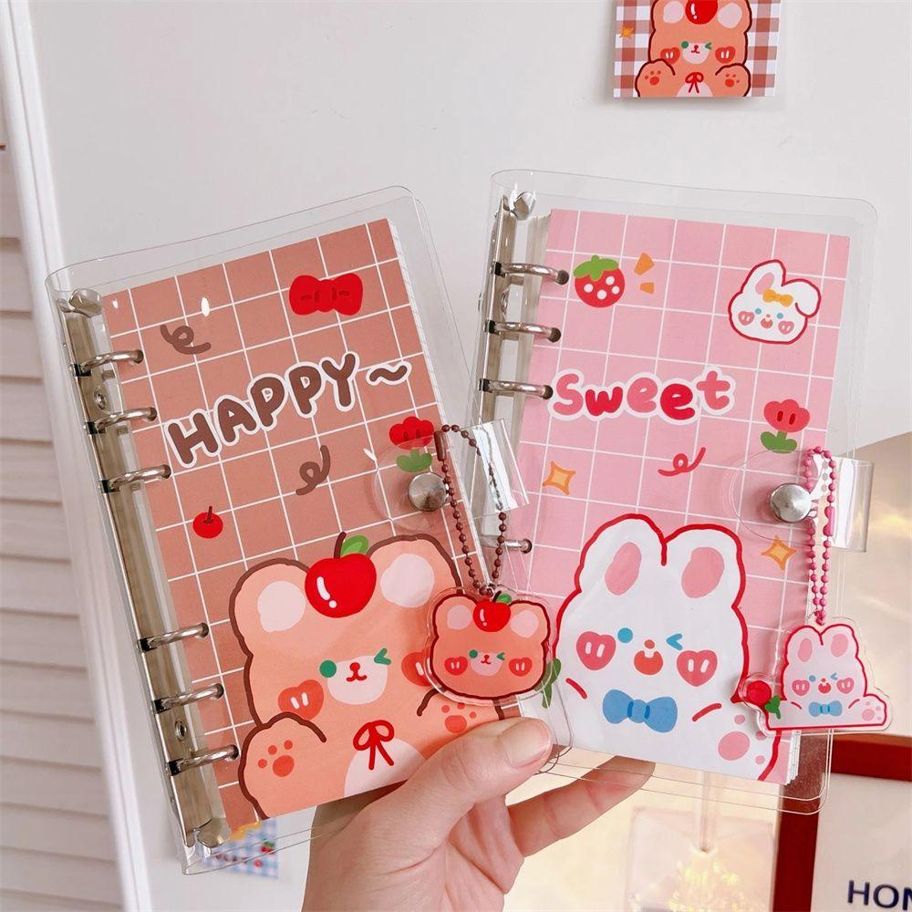 Lanfy Buku Catatan / Diary / Jurnal Ukuran A6 Motif Kelinci Lucu Dengan 6 Ring Spiral