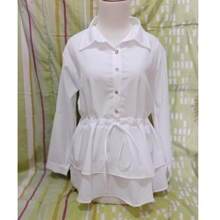  baju  atasan setengah kemeja  putih polos 121 Shopee  