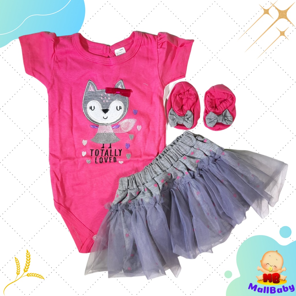 Baju Bayi Perempuan 6-12 Bulan Setelan Jumper Bayi Perempuan 0-6 Bulan Bandana Sepatu Bayi Totally Loved