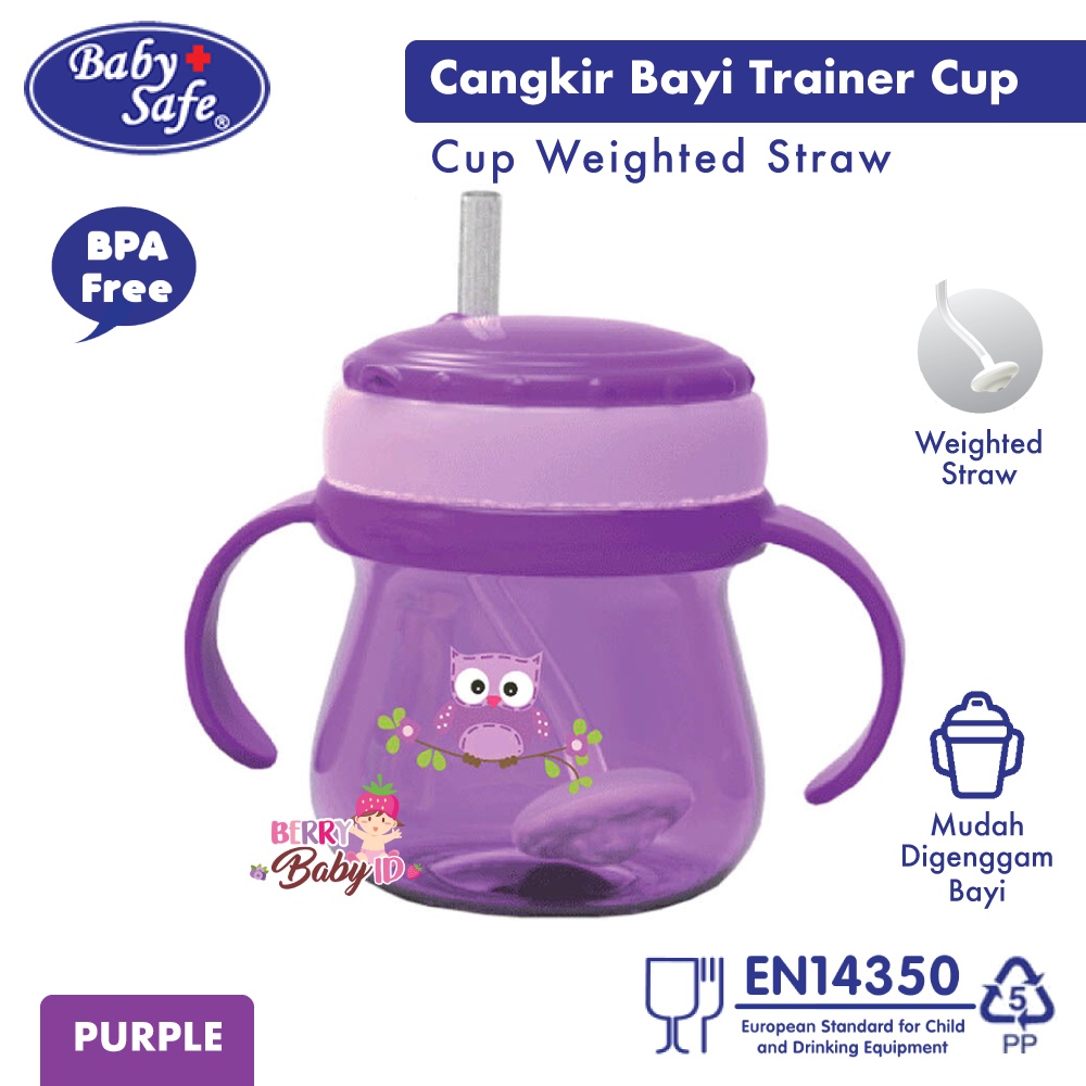 Baby Safe Trainer Cup Weighted Straw - Tempat Minum Bayi Sedotan Dengan Pemberat 6m+ BBS012 Berry Mart