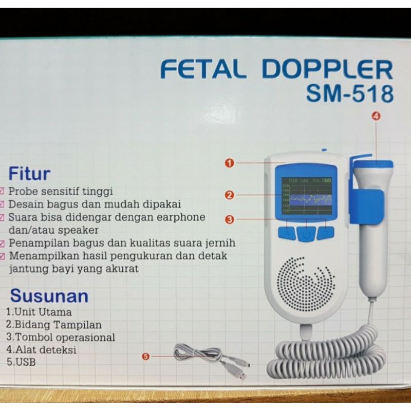 Fetal doppler lcd Sammora SM 518/Alat Cek Detak Jantung Bayi