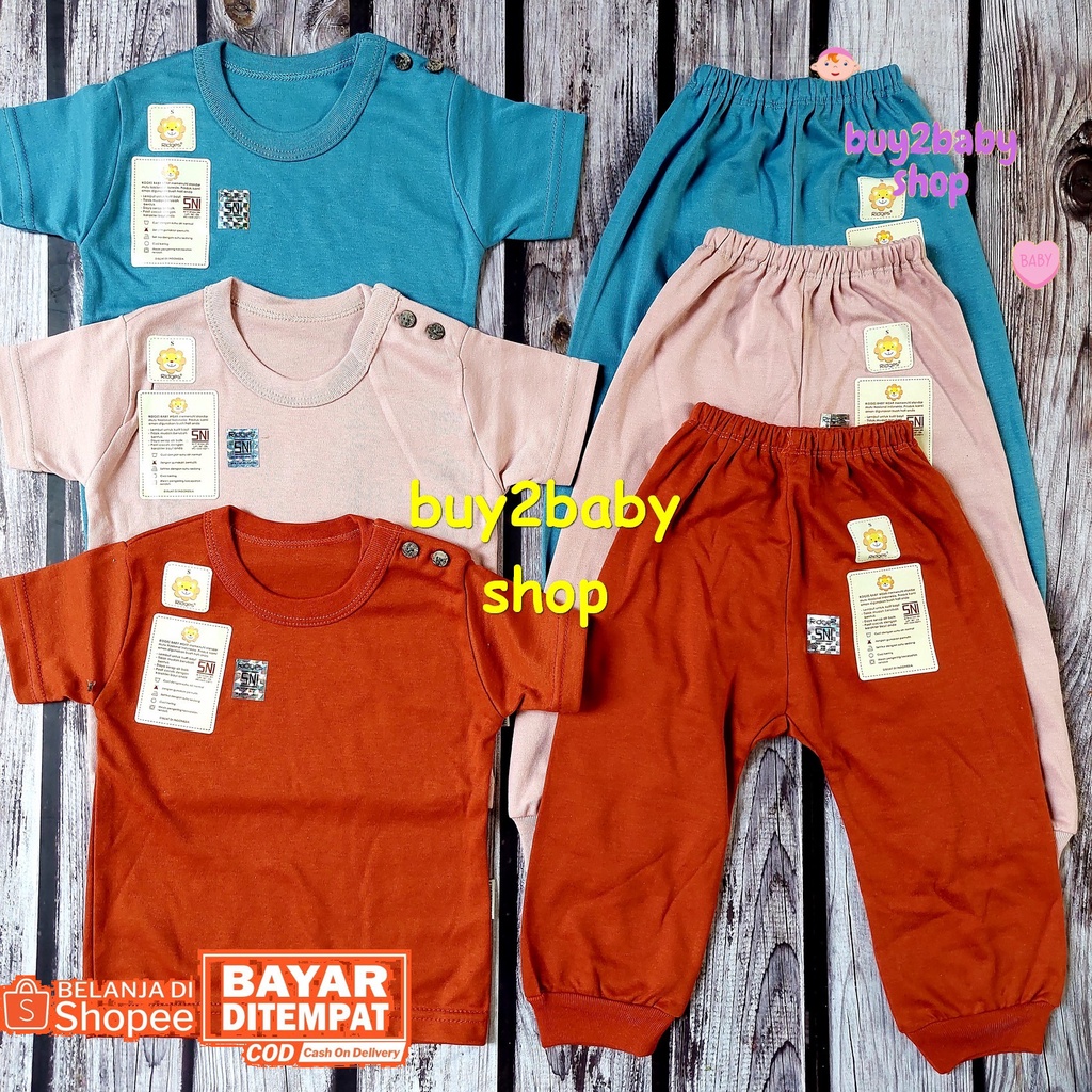 RIDGES baju bayi setelan CPR kaos pendek celana panjang World Color Series 6 BLN-3 THN 3 setelan