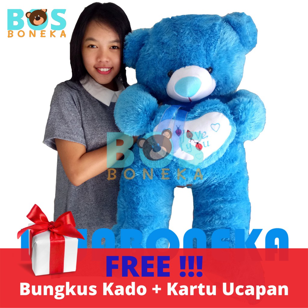 Boneka Teddy Bear Besar Jumbo Biru Beruang Panda Bahan Halus Lembut Murah Berkualitas