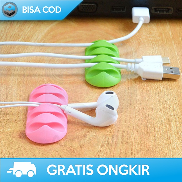 CLIP KABEL DOUBLE TAPE ORGANIZER WARNA WARNI SILICONE 8005 MULTICOLOR