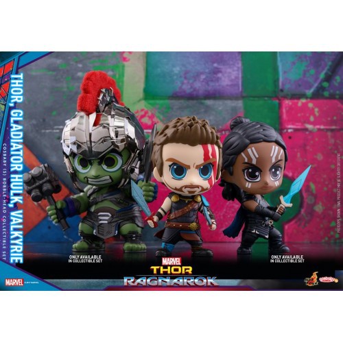Cosbaby Marvel: Thor Ragnarok - Thor, Gladiator Hulk, & Valkyrie