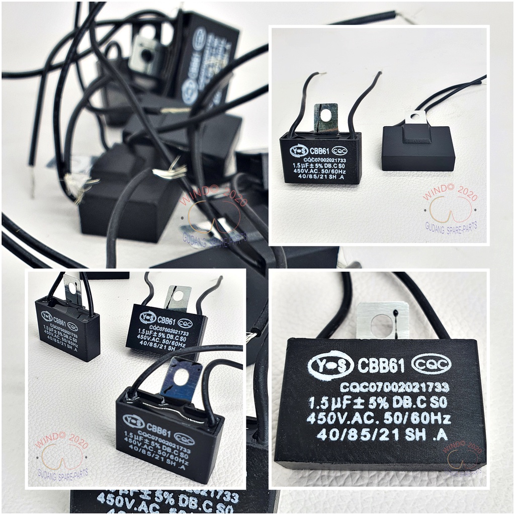 KAPASITOR KOTAK KABEL 1.5UF | CAPASITOR FAN ANGIN 1.5 MICRO | KAPASITOR KOTAK MOTOR KIPAS ANGIN