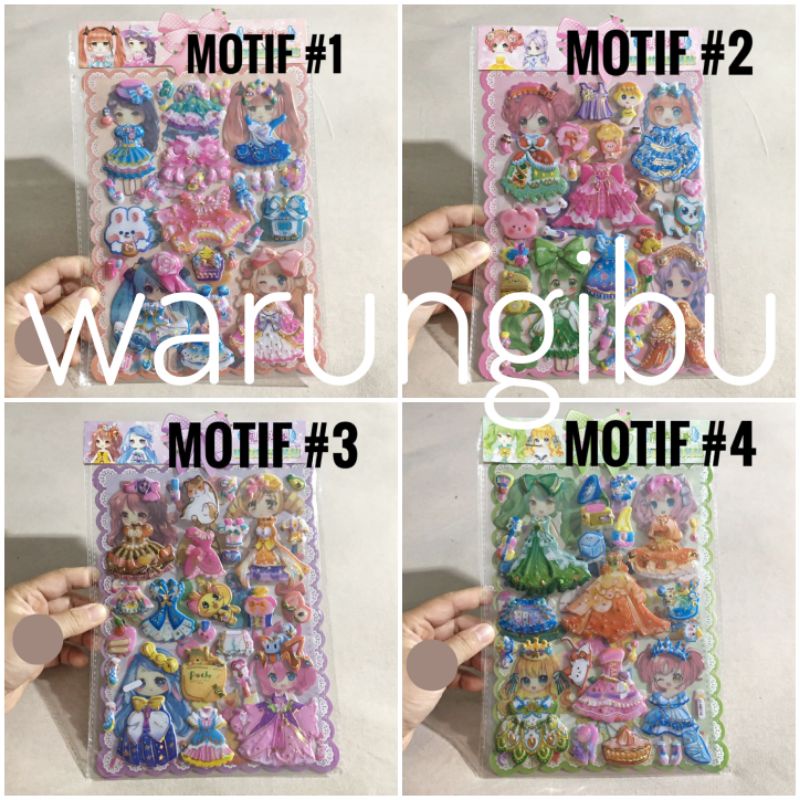 Dress Up Kids Anime Sticker Gambar Tempel Timbul Stiker Boneka Baju Orang Mainan Anak