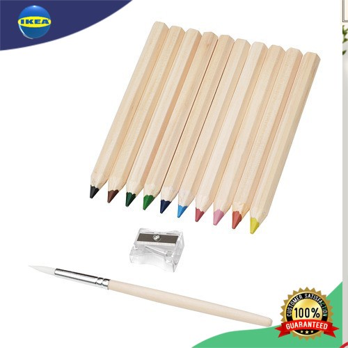 

IKEYA MAL Pensil 10 warna, Water Colour Pencil dengan Kuas dan Serutan