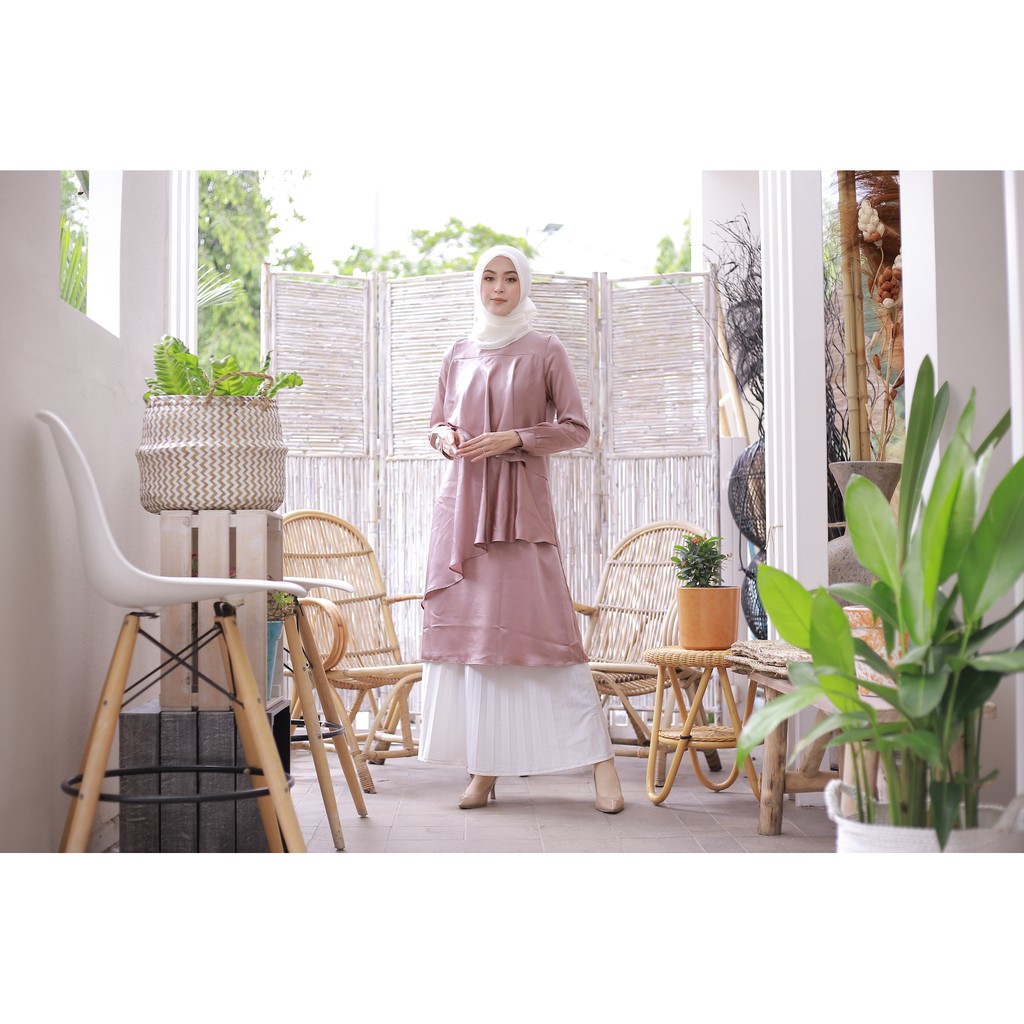 Baju Meyusui bukaan kanan kiri BUSUI friendly Tunik Allegra Dull Pink