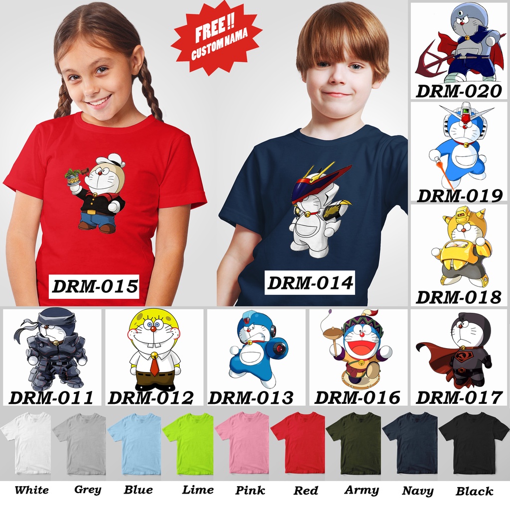 [FREE NAMA !!] Kaos Anak &amp; Family Doraemon 100% COTTON PREMIUM