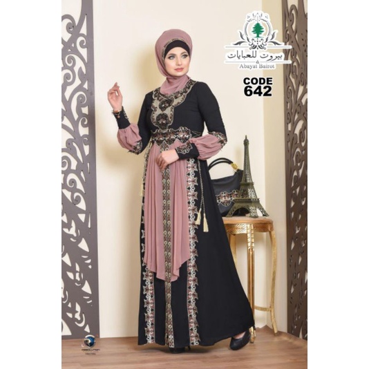 PO abaya hitam kombinasi bordir emas MESIR IMPORT