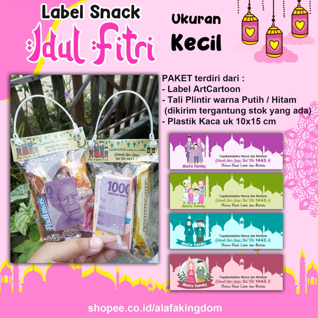 

Alafakingdom 09-12 Label Snack+Plastik Ukuran Kecil / Label Snack Lebaran / Label Snack Idul Fitri