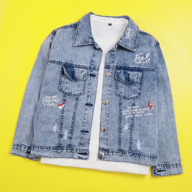 Jacket Jeans Qoutes Oversize