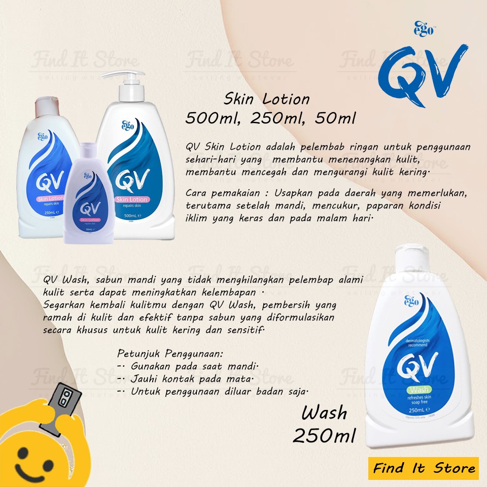 QV Skin Lotion - 50ml, QV Skin Lotion - 250ml, QV Skin Lotion - 500ml &amp; QV Wash - 250ml