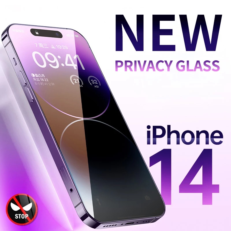 Pelindung Layar Tempered Glass Anti Spy Untuk iPhone 14 Pro Max 11 12 Pro Max 6 6S 7 8 Plus X XR XS Max SE 2020