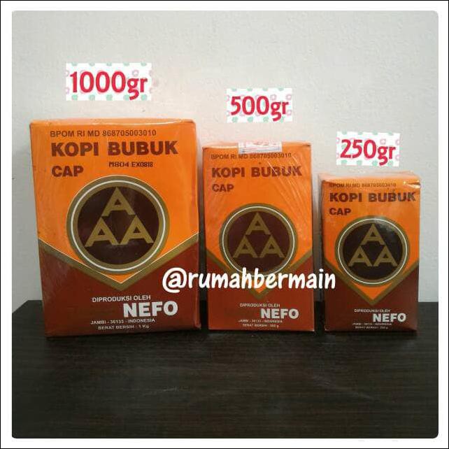 

KOPI JAMBI AAA NEFO 1000GR KOPI BUBUK ASLI CAP AAA KOPI HITAM MURNI