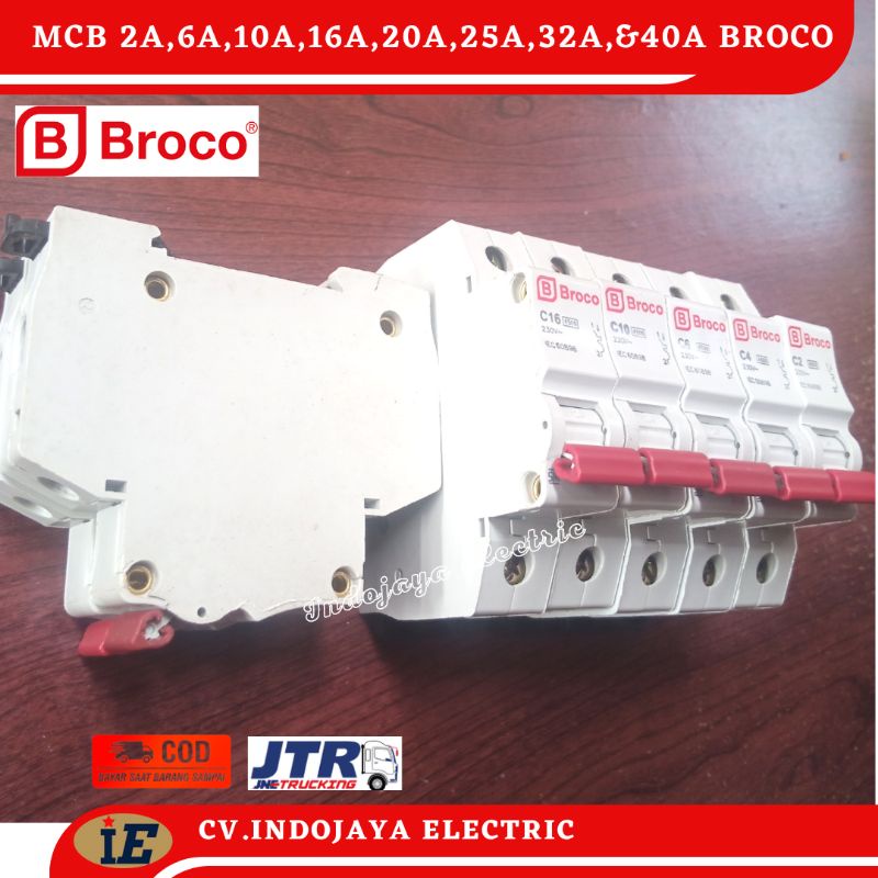 MCB Broco 1 Phase 2A 4A 6A 10A 16A 20A 25A 32A Dan 40A Pengaman Listrik Putus Arus Lebih