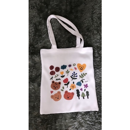 Tote Bag Kanvas dan Rajut Cutie Doodle Bear