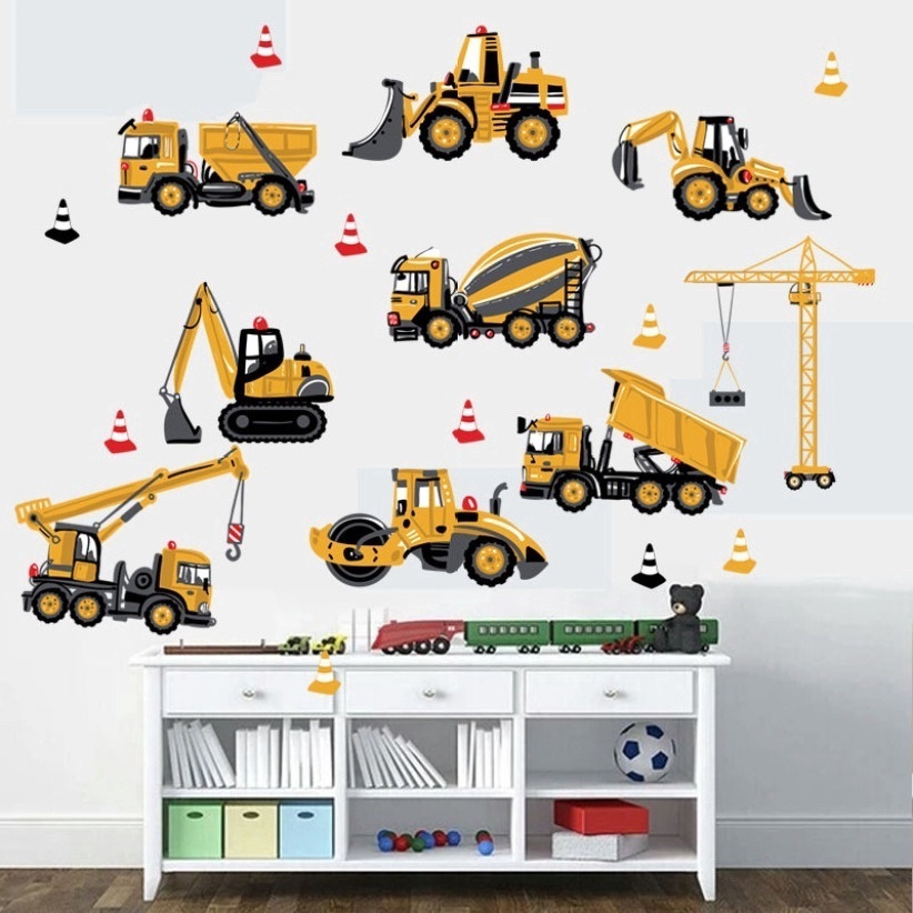 Tractor Engineering Vehicle Wall Sticker for Children's Room and Kindergarten School Dormitory Decor