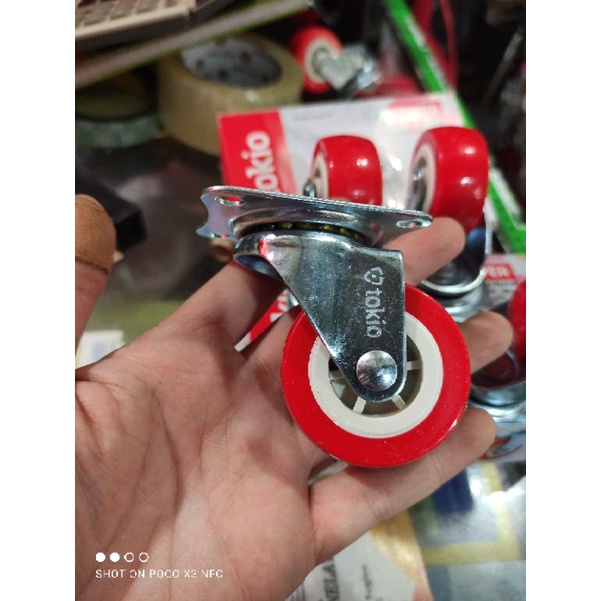 roda merah 2inch hidup 1set (isi 4pc)/roda gepeng