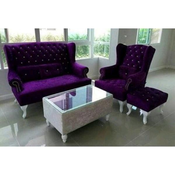 kursi sofa tamu beautifull purple - kursi sofa cantik - kursi tamu retro