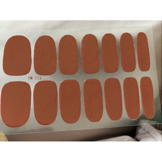 14 Pcs/Set Nail Sticker Motif Sticker Kuku Stiker Kuku Nail Stiker Brown Cokelat Polos