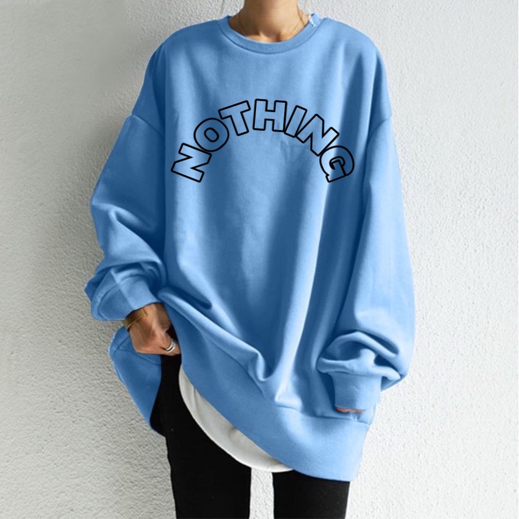 damai fashion jakarta - baju atasan SWEATER Original sweater NOTHING NOTHING over size - konveksi murah