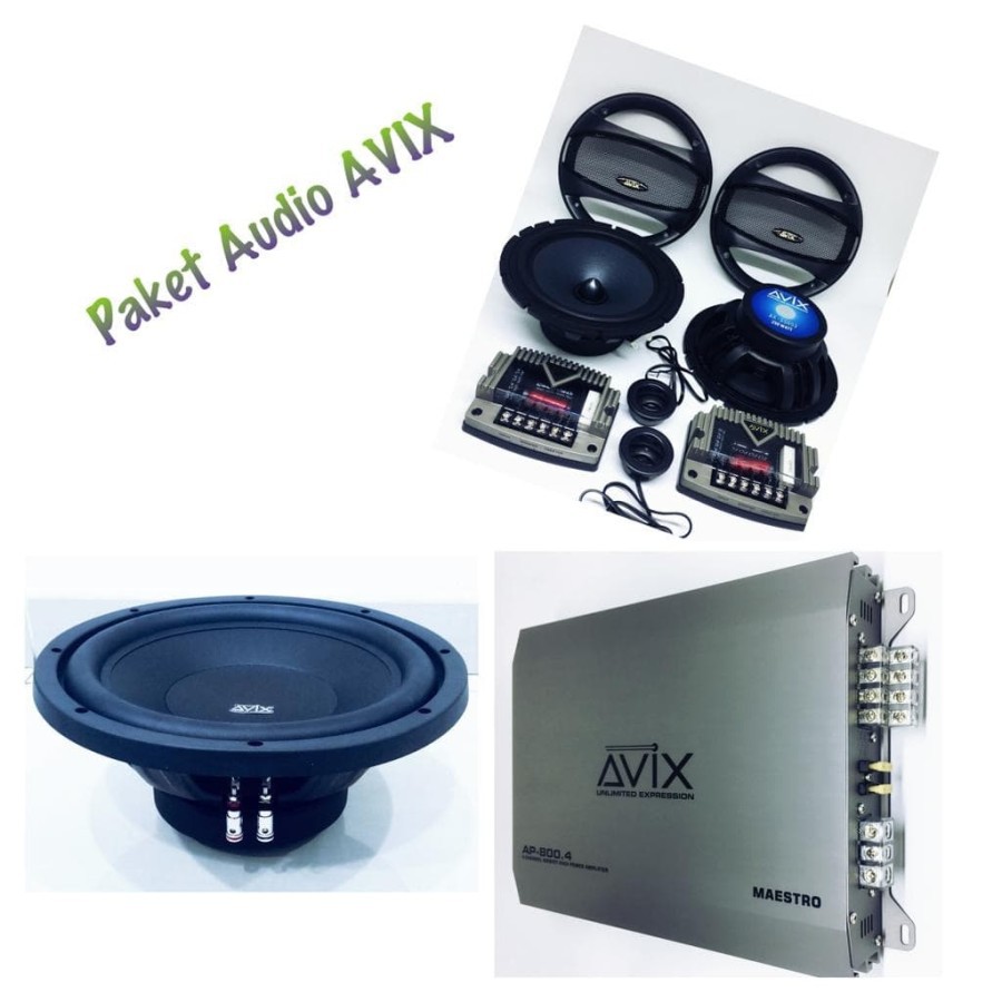 PAKET AUDIO Mobil AVIX Power Avix AXP-800.4 SPEAKER Avix AX-SS653 3. SUBWOOFER 12 inch Avix AX-SW123