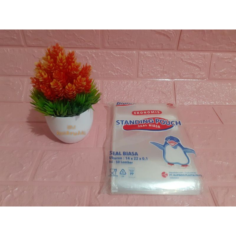 Plastik Standing Pouch ukuran 14x22 single seal