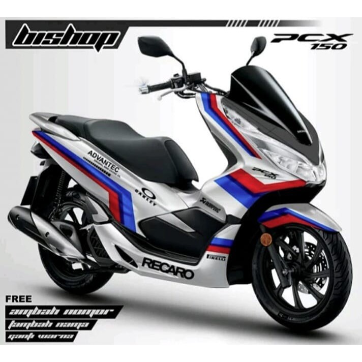 Sticker decal full body Honda PCX Putih Merah Biru
