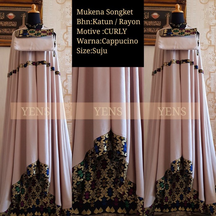 Mukena wanita Mukena etnik katun motif songket mukena bali jumbo big size adem - CAPUCINO travel ter
