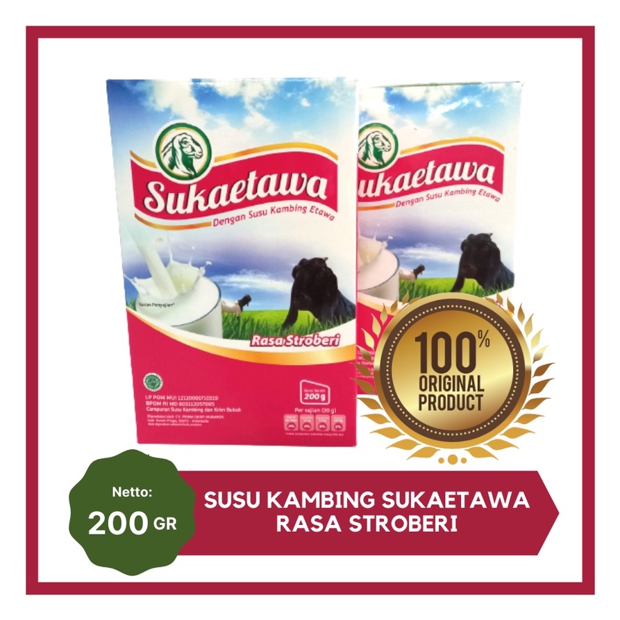 

Sukaetawa Rasa Stroberi Susu Kambing Etawa Rasa Strawberry 200 Gram