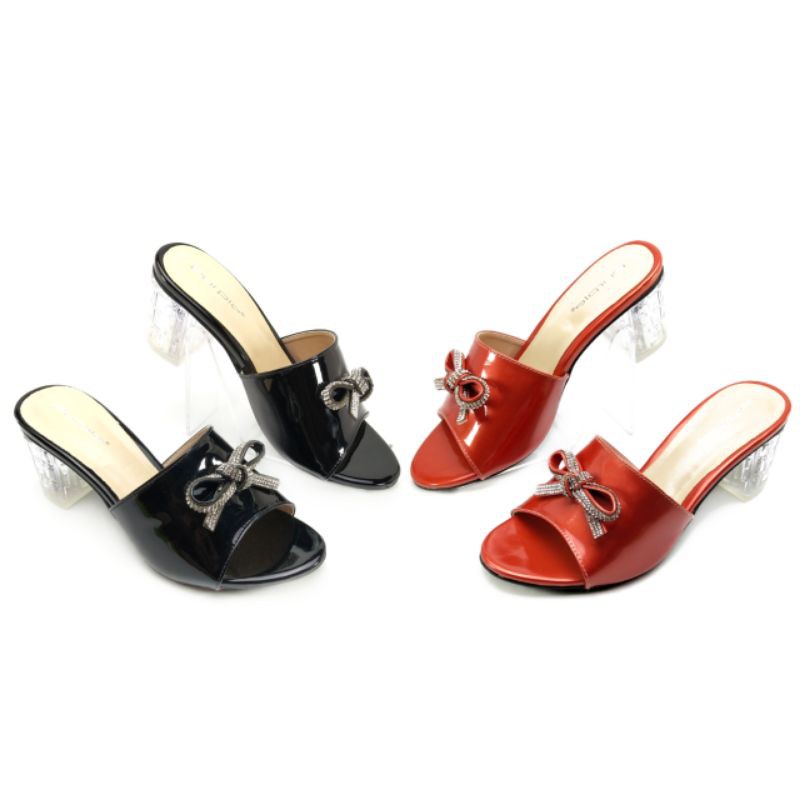 SANDAL WANITA HEELS KACA PURPLE 052