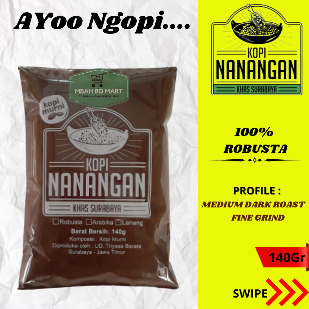 

kopi bubuk murni robusta kopi hitam bubuk premium asli murah nanangan surabaya 140gr plstk4