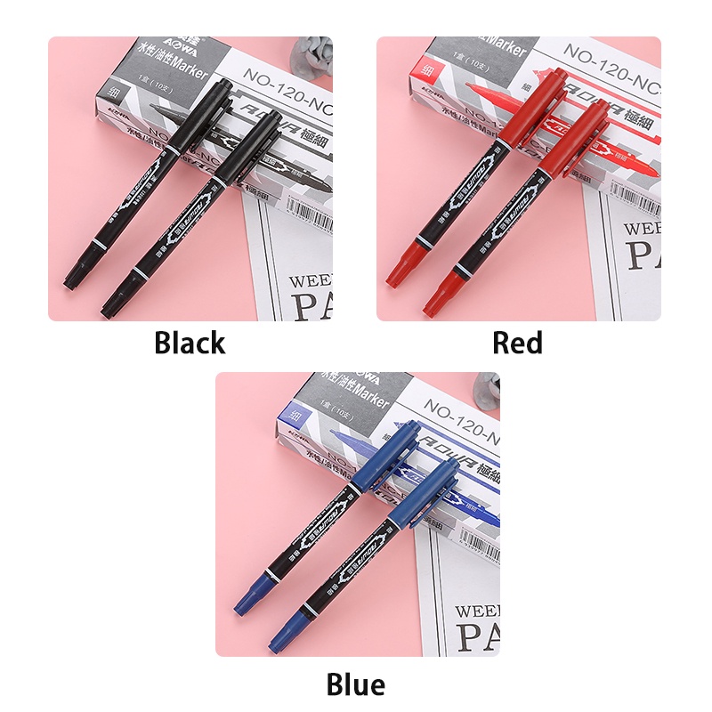 1 Pcs Permanent Marker Spidol Permanen Dual Tip Highlighter Penanda Berwarna