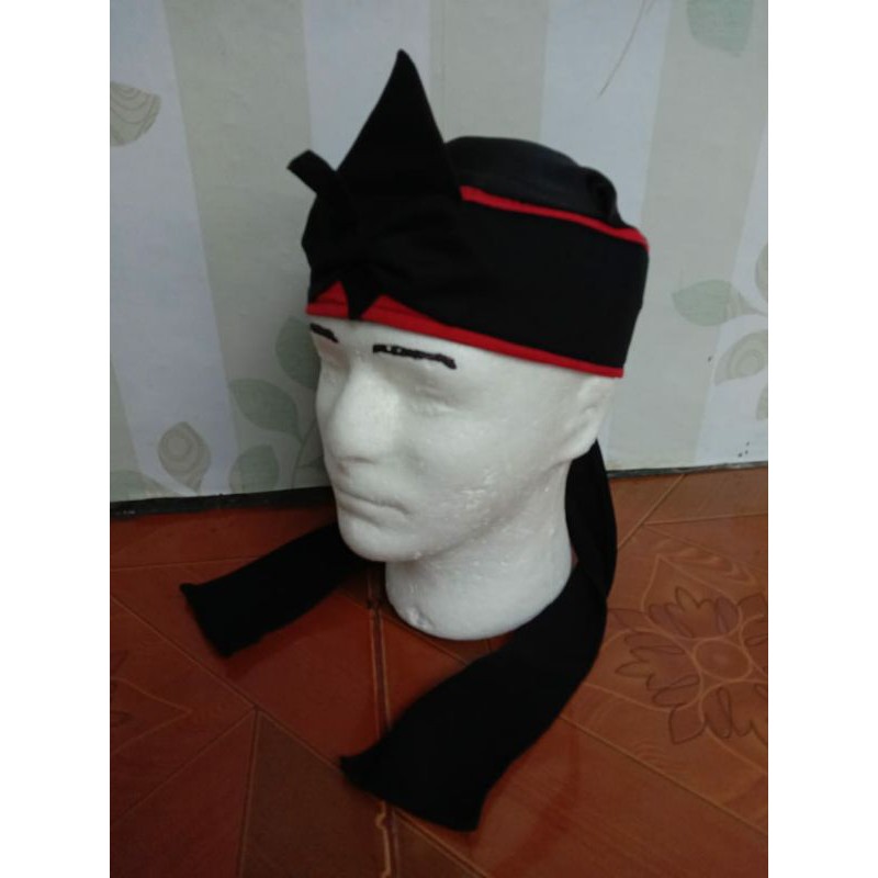 TERMURAH Iket Kepala Sunda / Udeng Sunda / Blangkon Sunda Hitam List merah