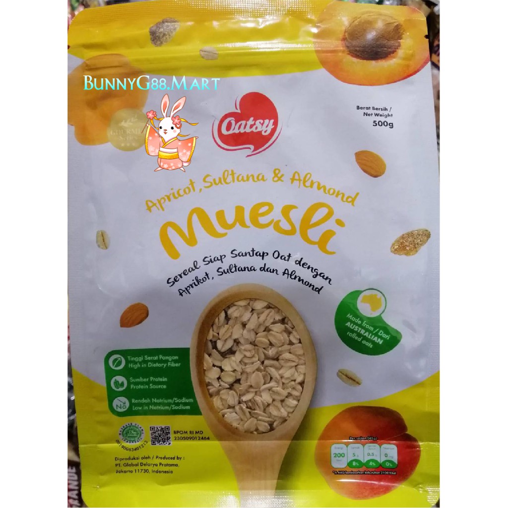 OATSY MUESLI APRICOT SULTANA ALMOND 500G/TROPICAL FRUIT MUESLI/SEREAL SARAPAN GANDUM/OAT U