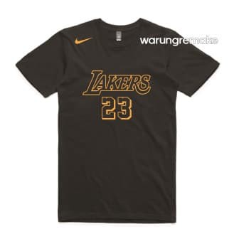 Baju Kaos Distro NBA NIKE LAKERS Casual Cotton 30s Sablon Polyflex Hitam