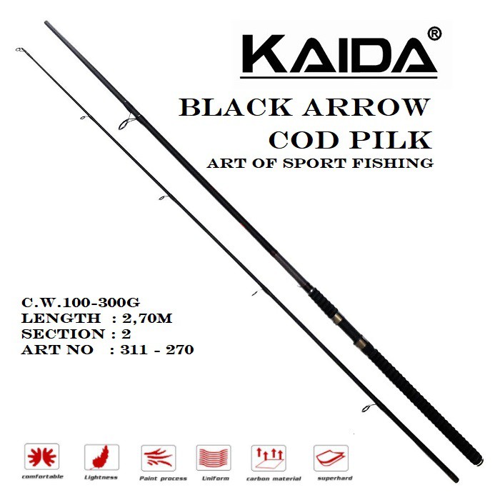 KAIDA BLACK ARROW COLD PILK Art Of Sport Fishing , Joran Pancing Fiber Glass 2,7 M